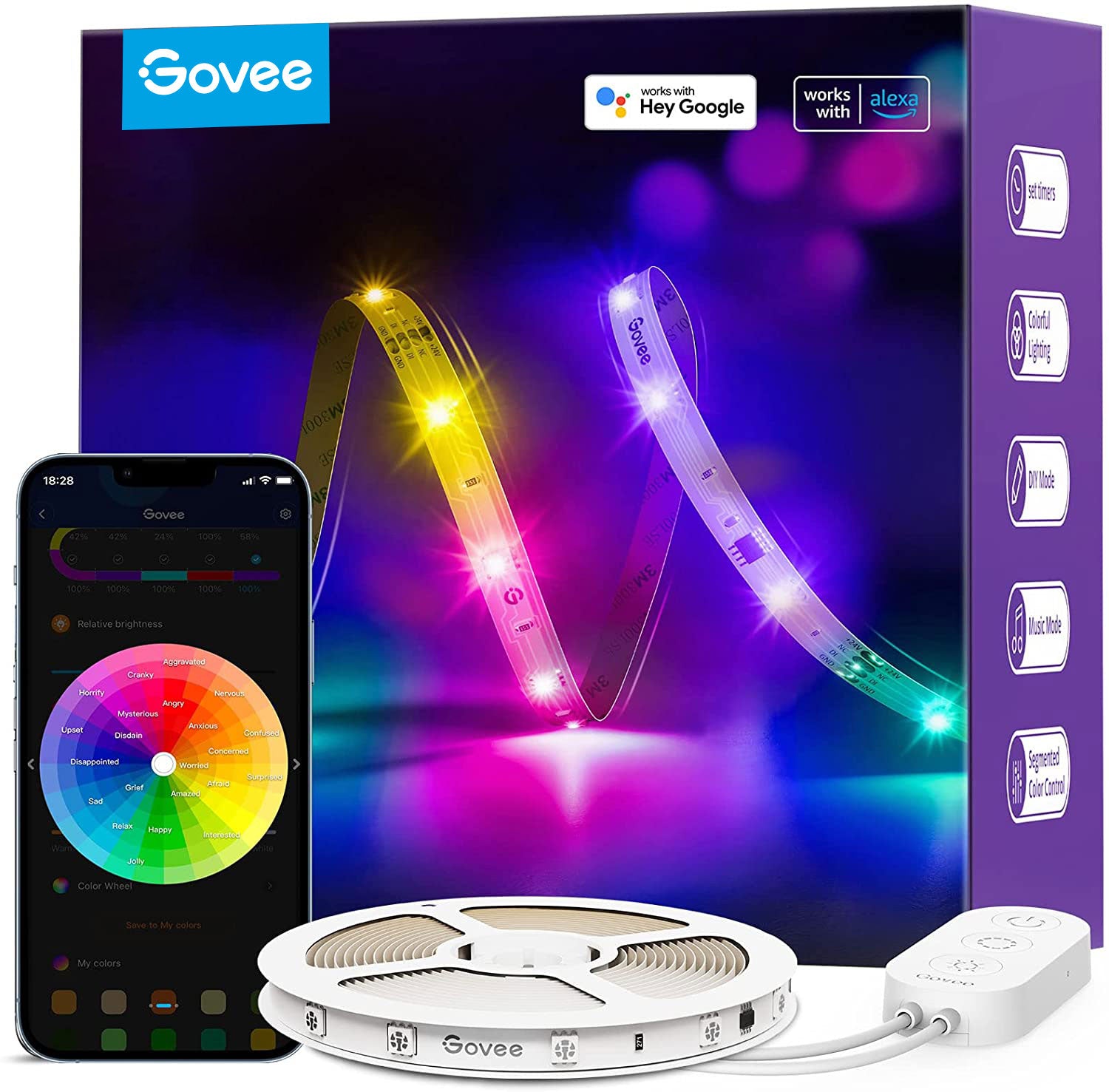 

Govee RGBIC Basic Wi-Fi + Bluetooth LED Strip Lights (1 * 16.4 ft ($1.55/ft）)