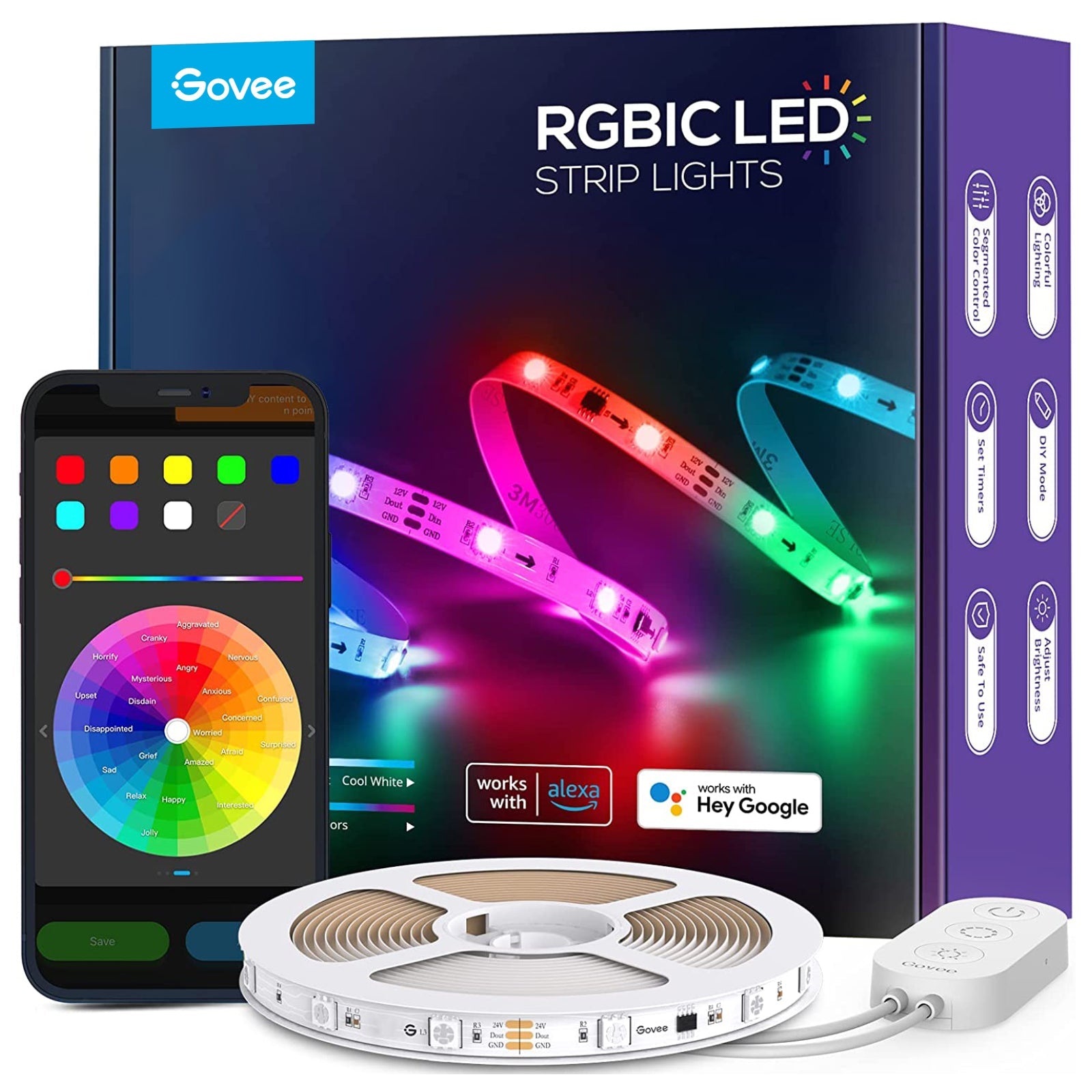 

Govee RGBIC Wi-Fi+Bluetooth LED Strip Lights 32.8ft