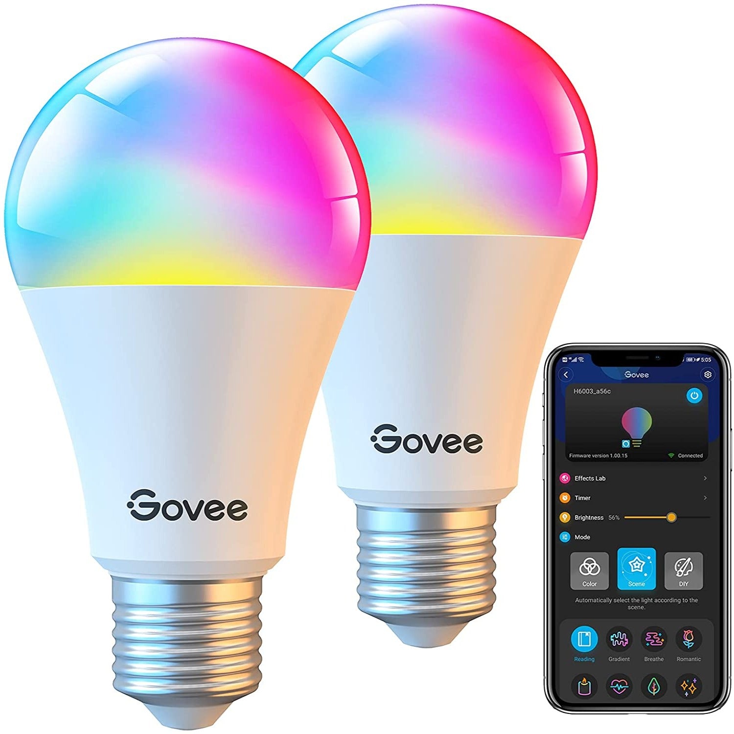 

Govee Wi-Fi RGBWW Smart LED Bulbs (2 PACK)