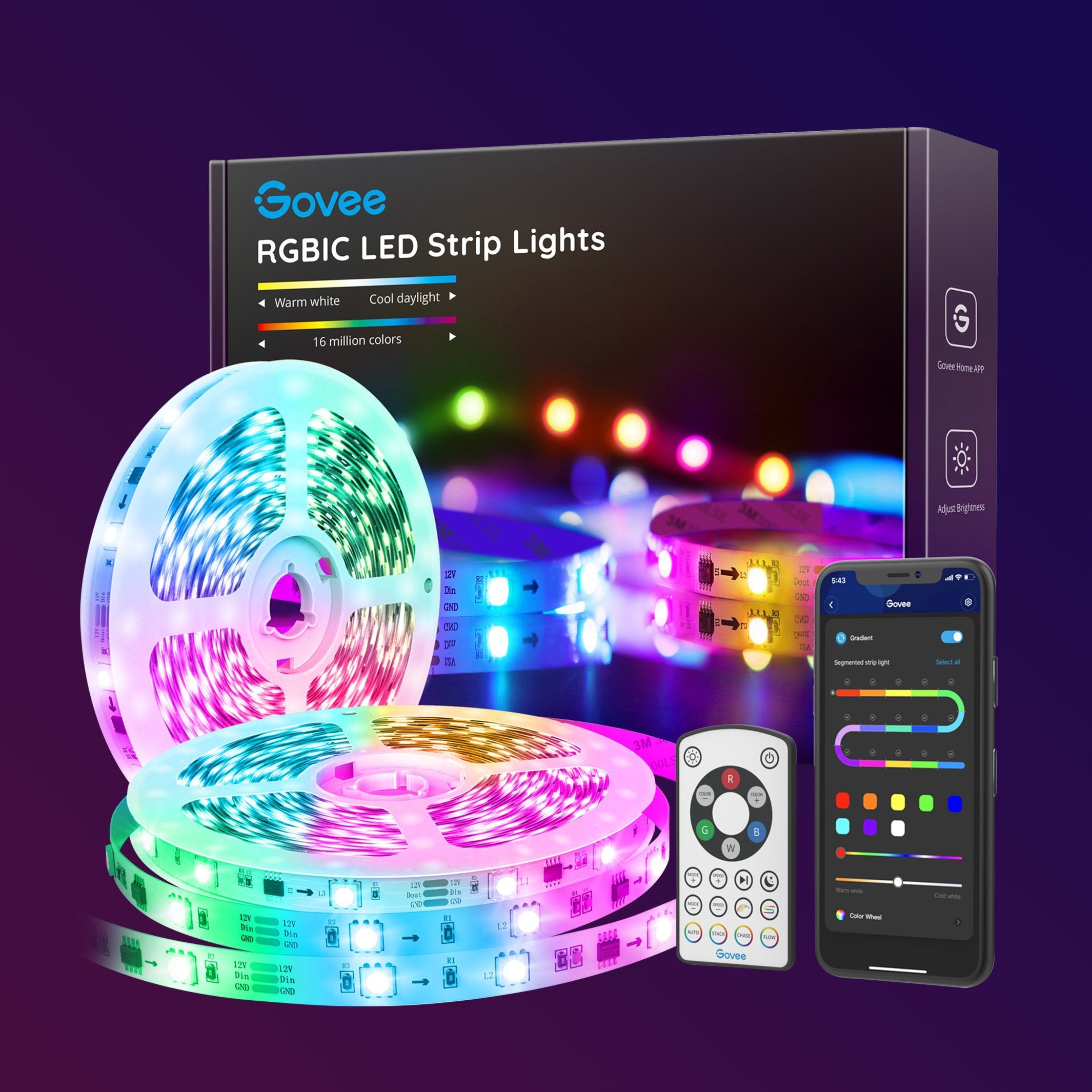 

Govee Bluetooth RGBIC LED Strip Lights 32.8ft (Default Title)
