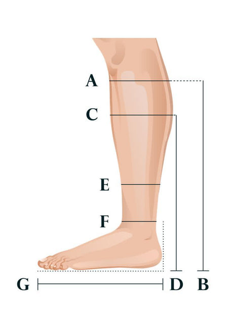 A-G measurement guide for Classic Boots handmade horse racing boots