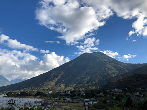 Volcano on the shore of Lake Atitlan Guatemala