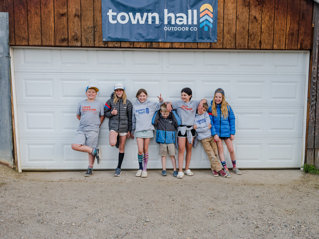 Kids in front of the Town Hall Garage in Steamboat Springs Colorado