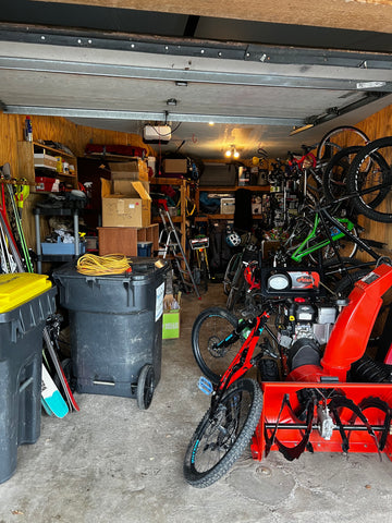 messy garage before cleaning