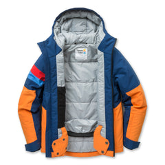 Mountain Town Winter Jacket in Estate Blue and Persimmon Orange