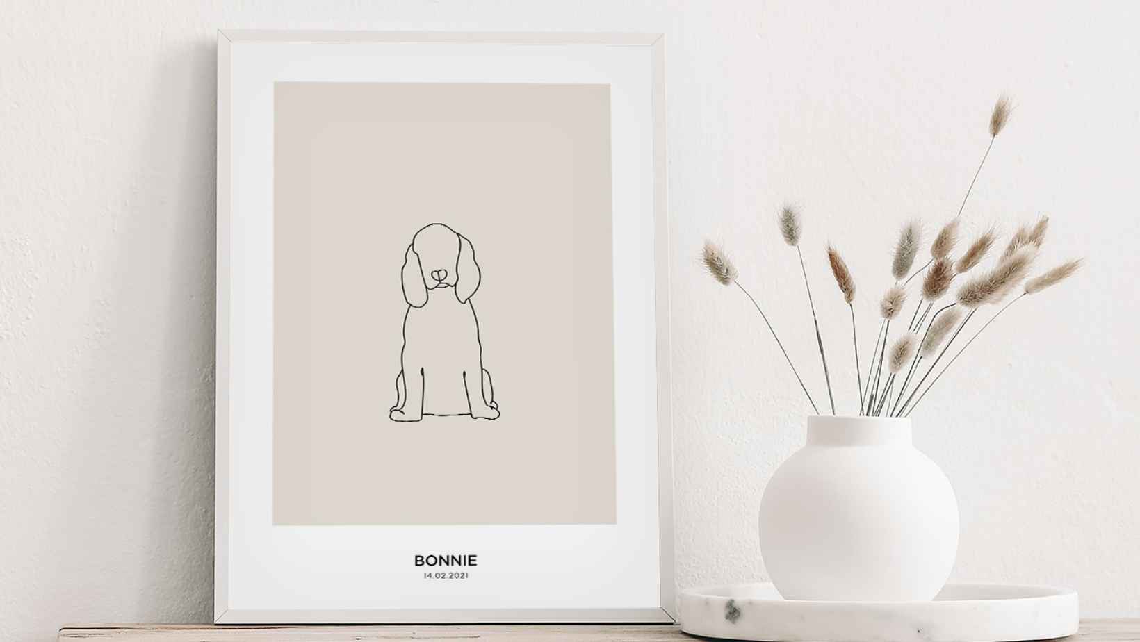 Line Art Poster Hund Haustiert