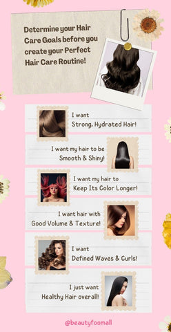 Infographic about determining hair care goals - Hair Care Routine Steps - BeautyFoo Mall Malaysia