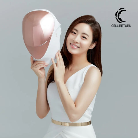 Woman holding Cellreturn LED Mask Platinum - Best skincare for pigmentation Malaysia - BeautyFoo Mall
