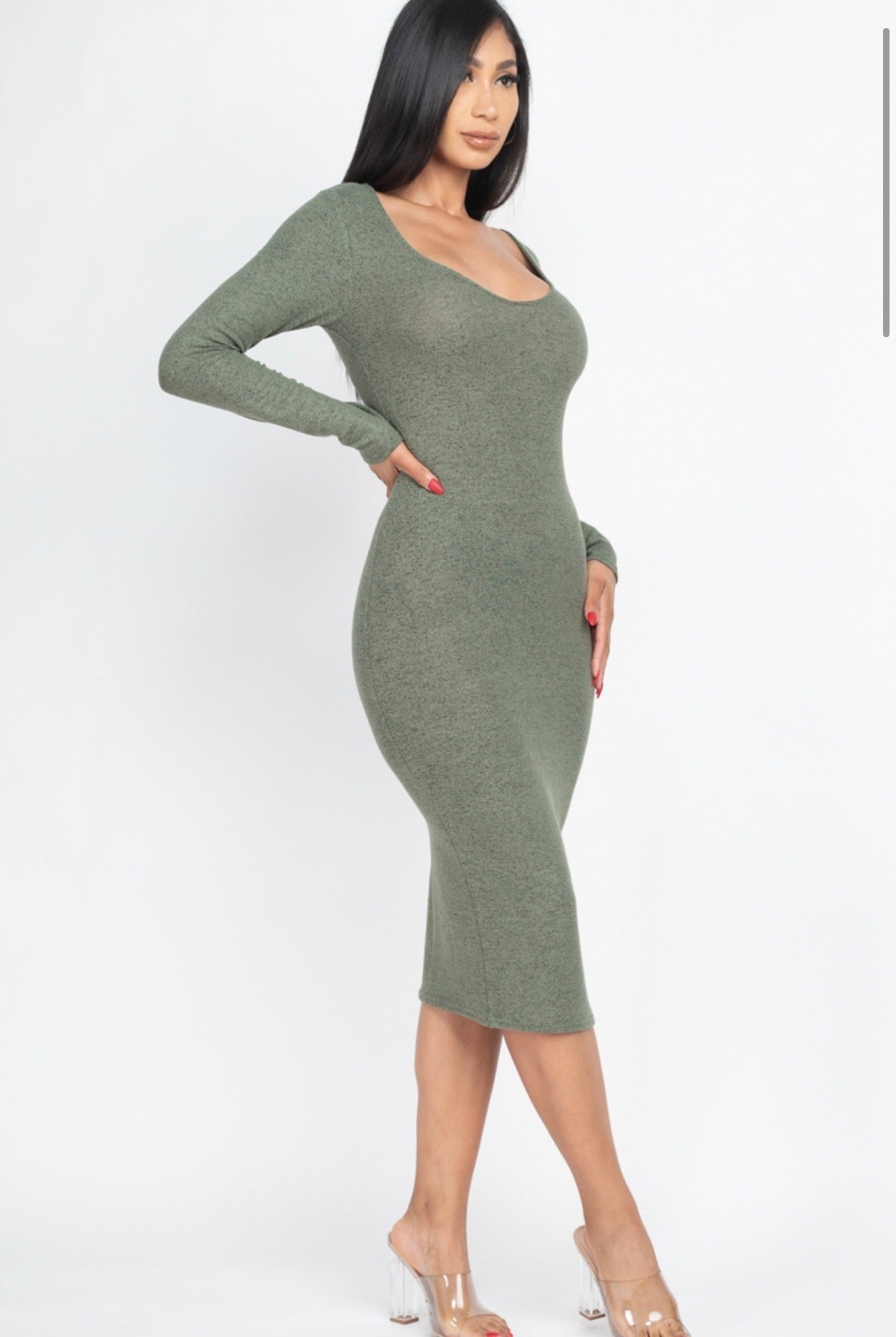 Two-Tone Brushed Knit Midi Dress – Just Be U Wear