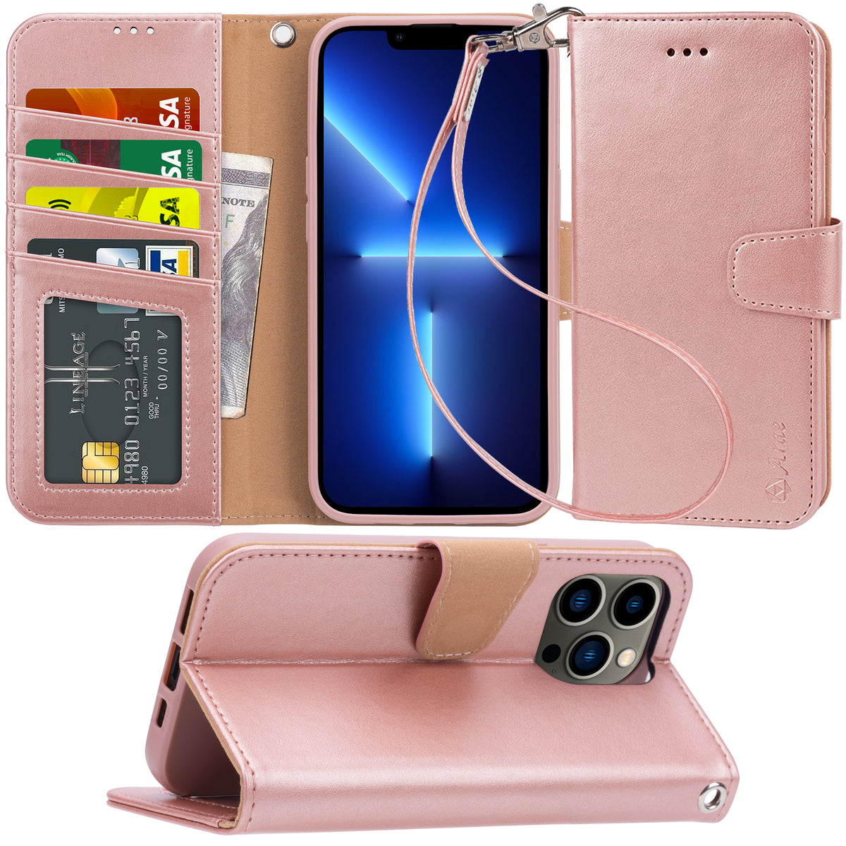 Arae Compatible with iPhone 13 Pro and 13 Pro Max Case Wallet Flip Cov ...
