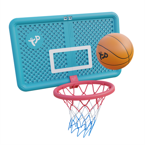 Basketball hoop trampoline accessory