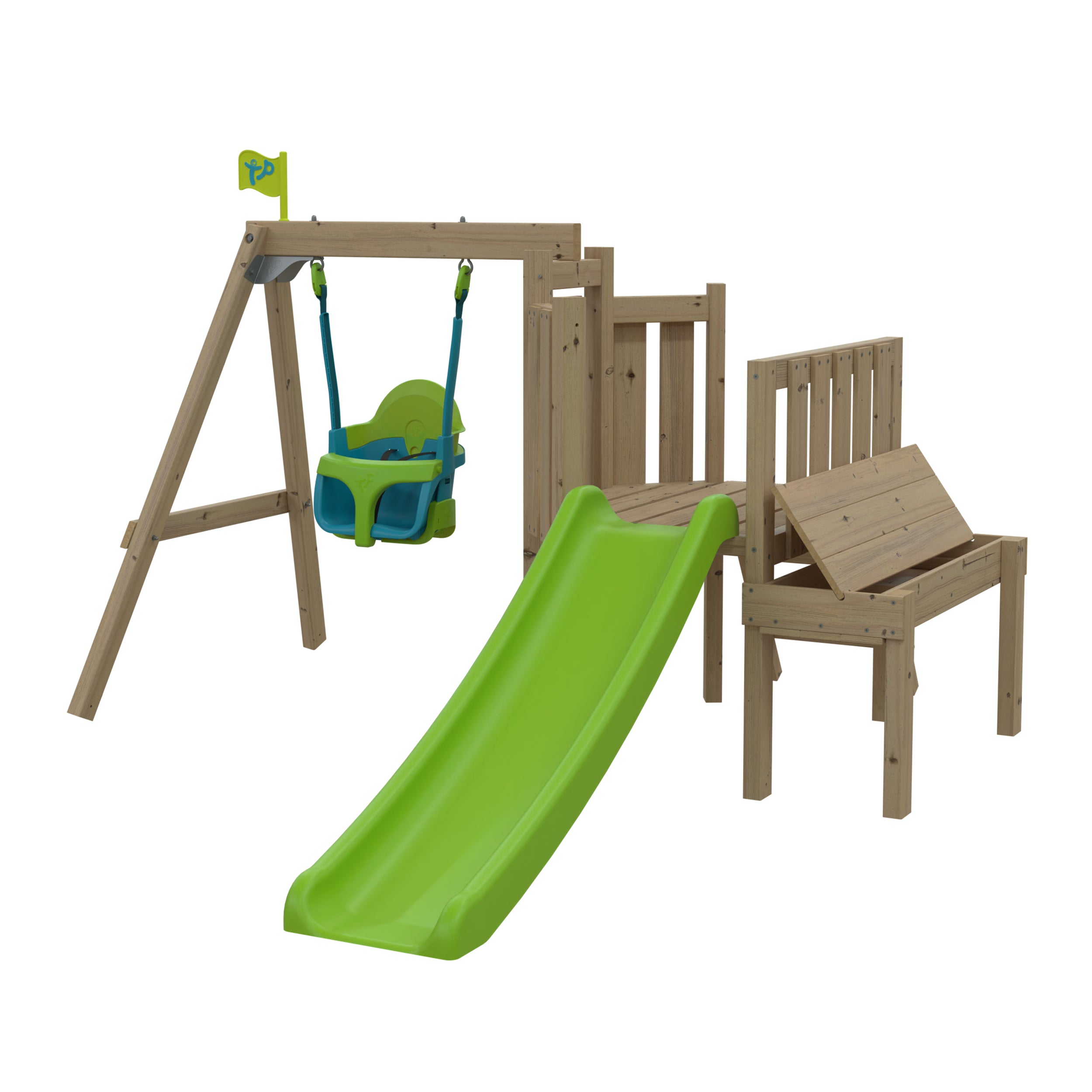 TP Forest Toddler Wooden Quadpod Swing Set & Slide - FSC<sup>®</sup> certified
