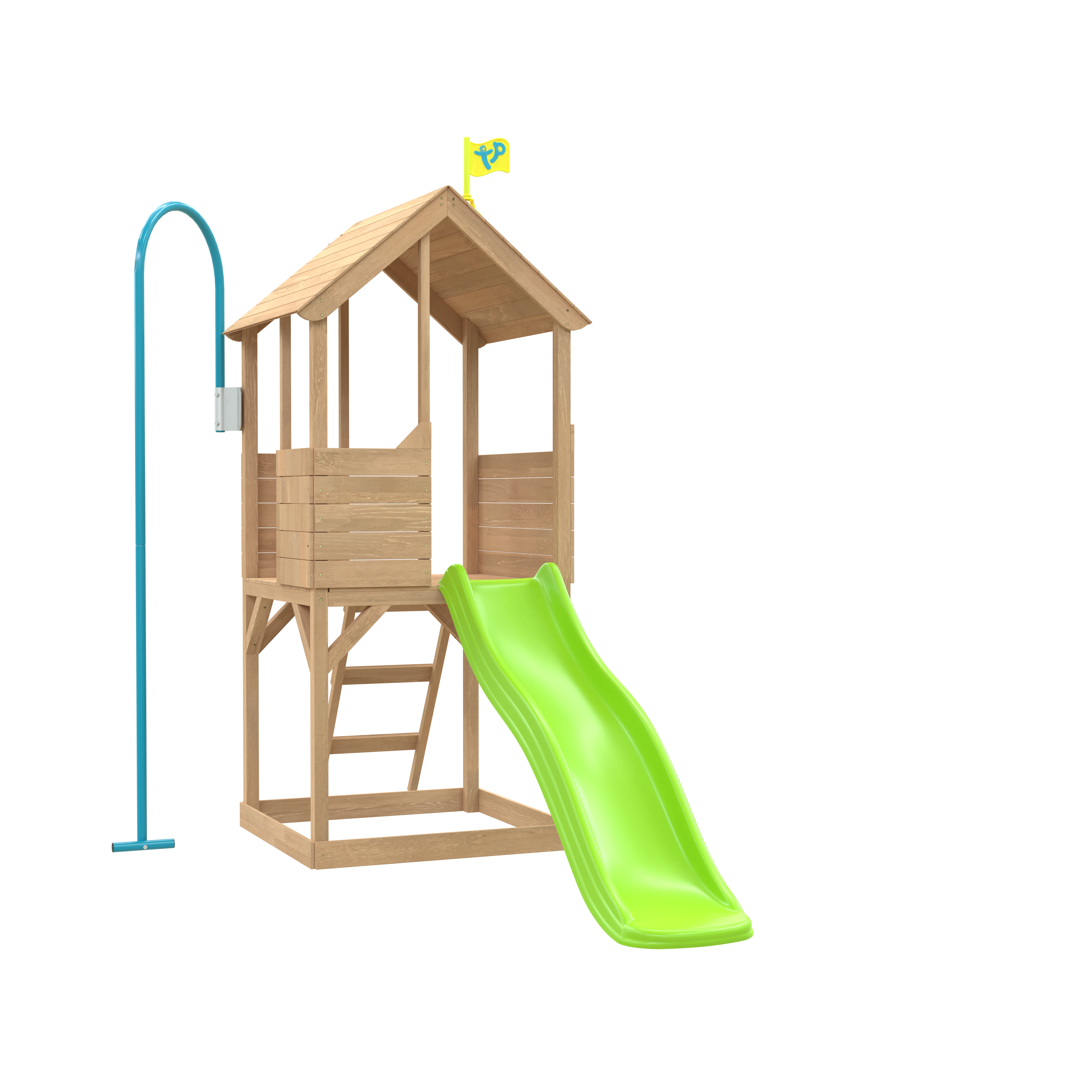 Treehouse Wooden Play Tower, with Wavy Slide & Firemans Pole - FSC® certified