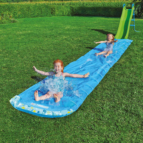 Children sliding on aqua slide