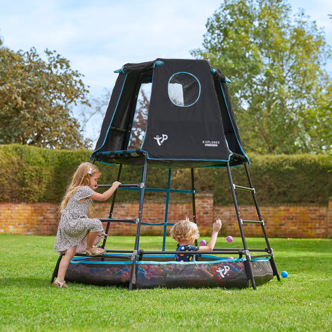 Children playing on Explorer metal climbing frame