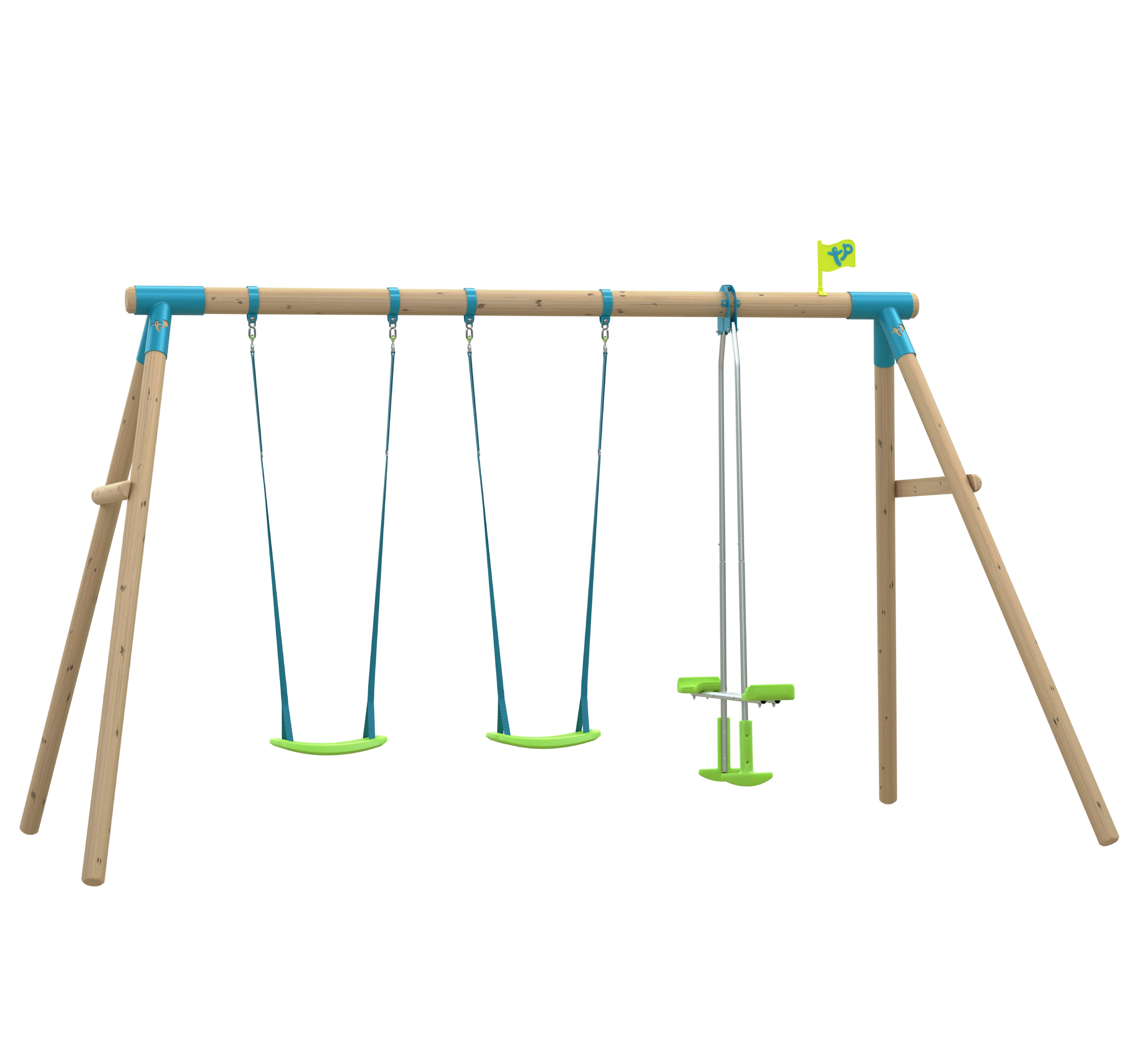 TP Triple Compact Wooden Triple Swing Set with Glide Ride - FSC<sup>®</sup> certified