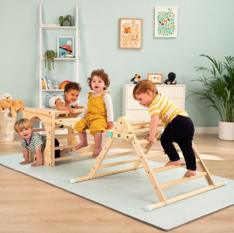 Three children playing on the active tots modular nursery range