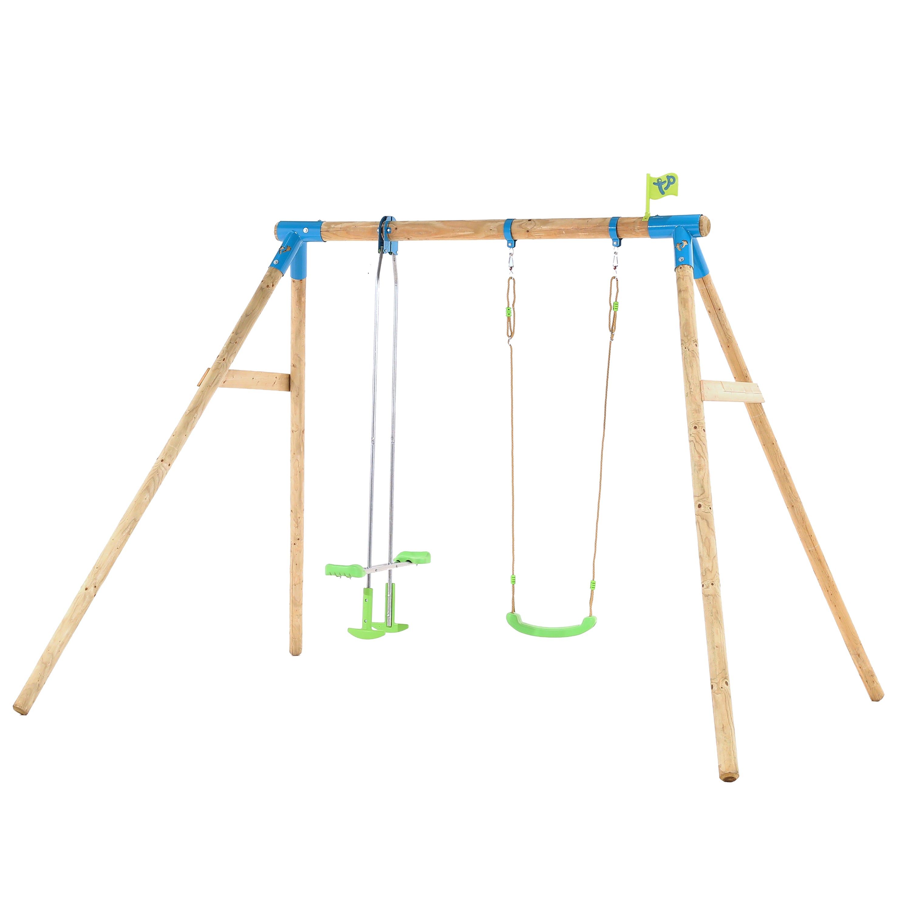 TP Knightswood Double Wooden Swing Set With Glide Ride - FSC<sup>®</sup> certified