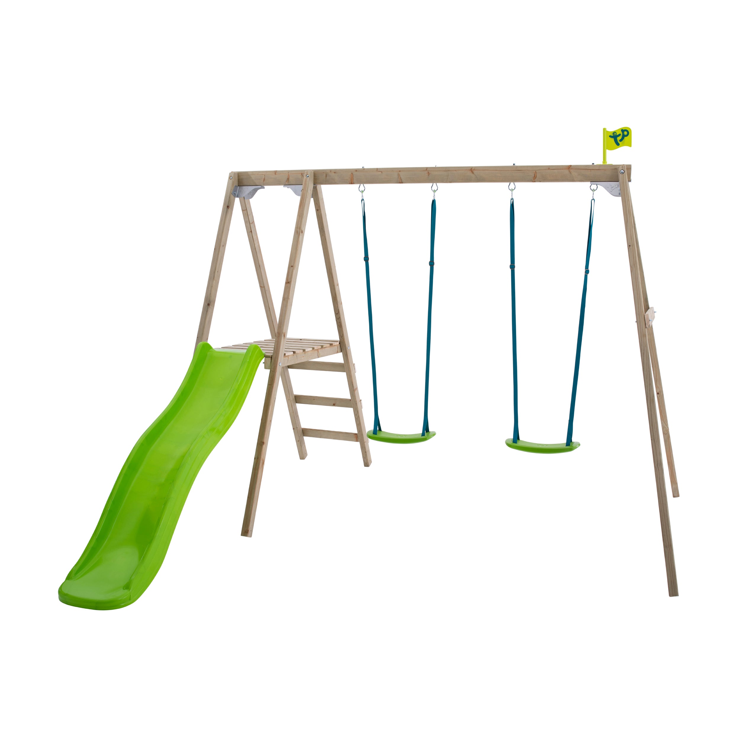 TP Forest Multiplay Double Wooden Swing Set & Slide - FSC<sup>®</sup> certified