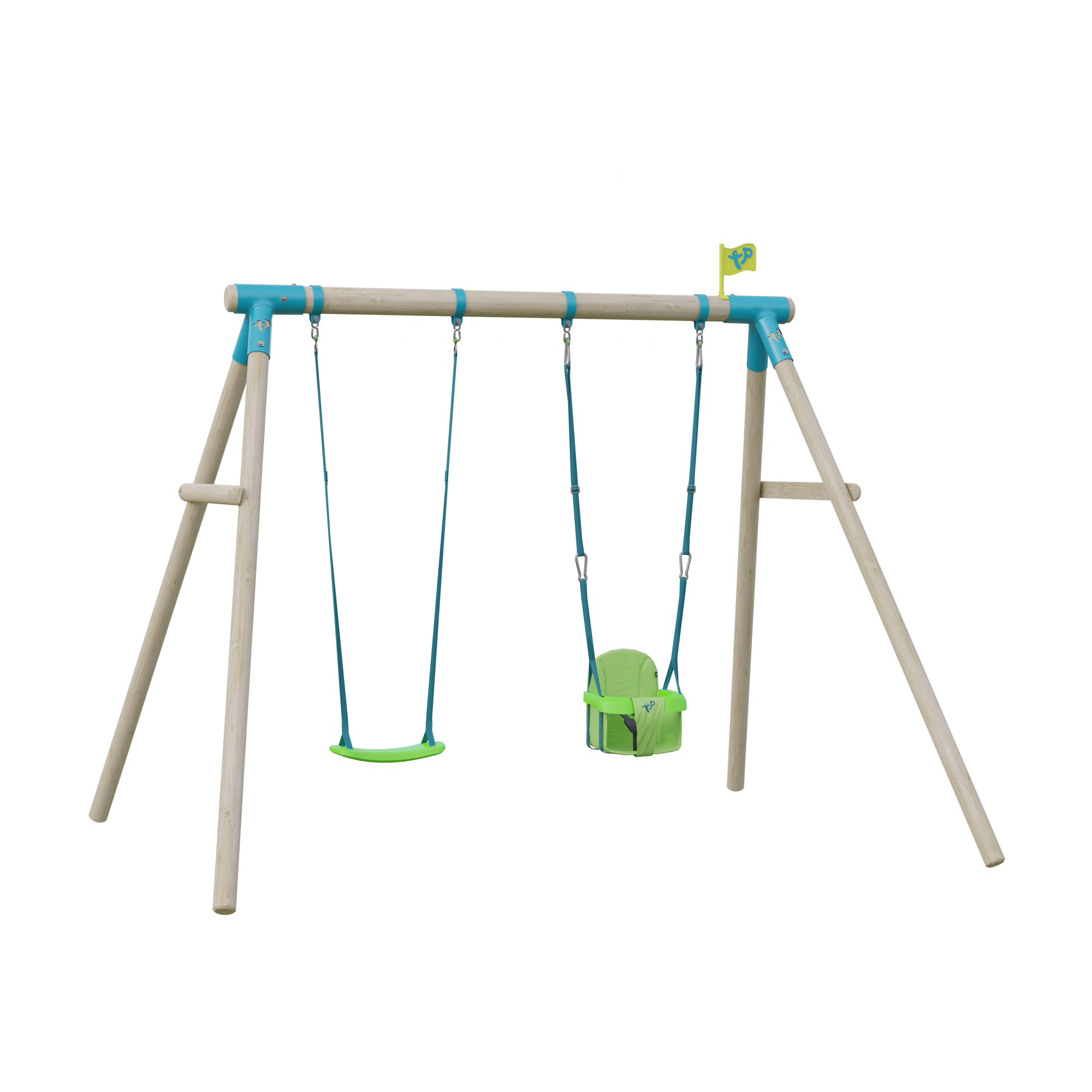 TP Knightswood Compact Wooden Double Swing Set - Builder - FSC<sup>®</sup> certified