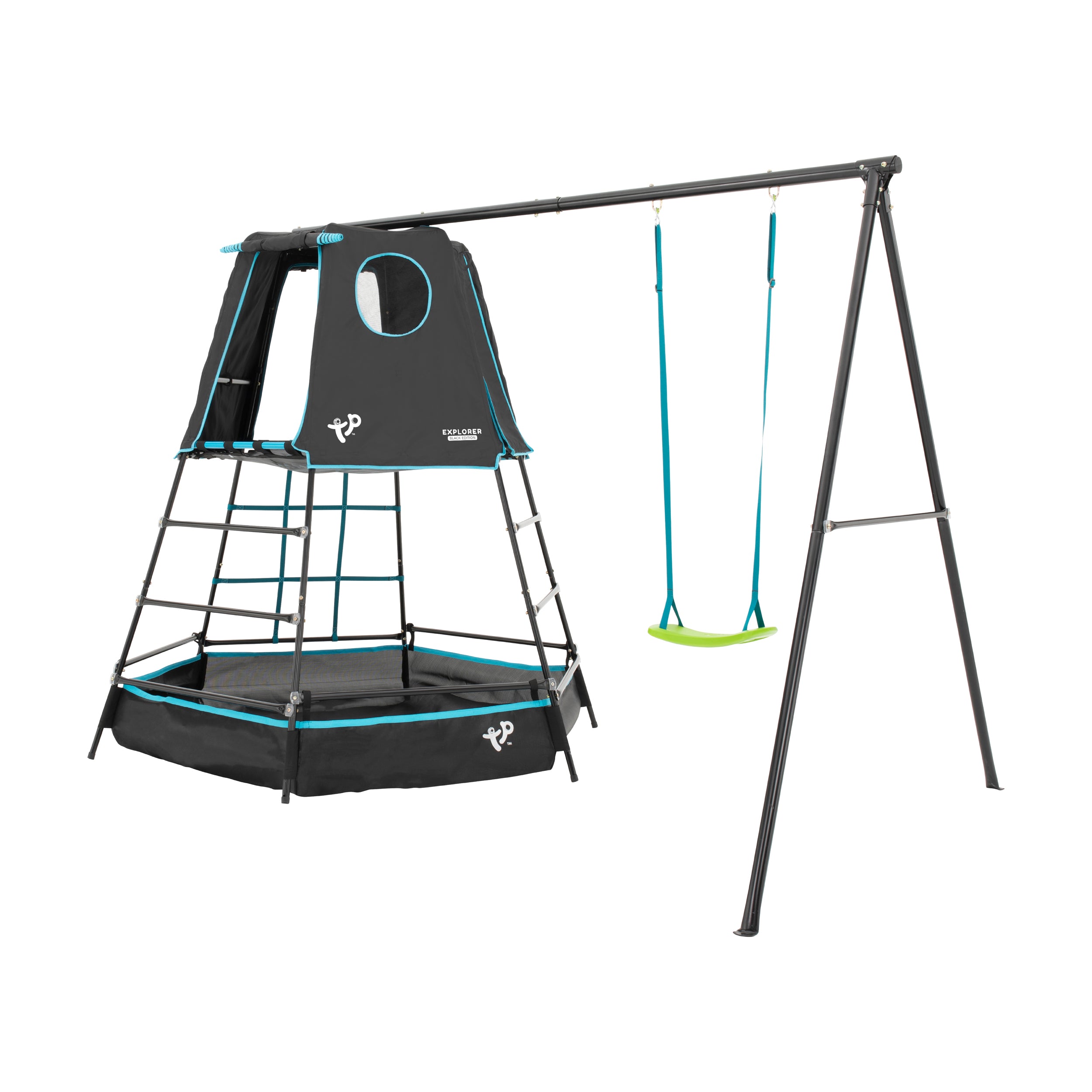 Image of TP Explorer Metal Climbing Frame Set & Swing Black Edition