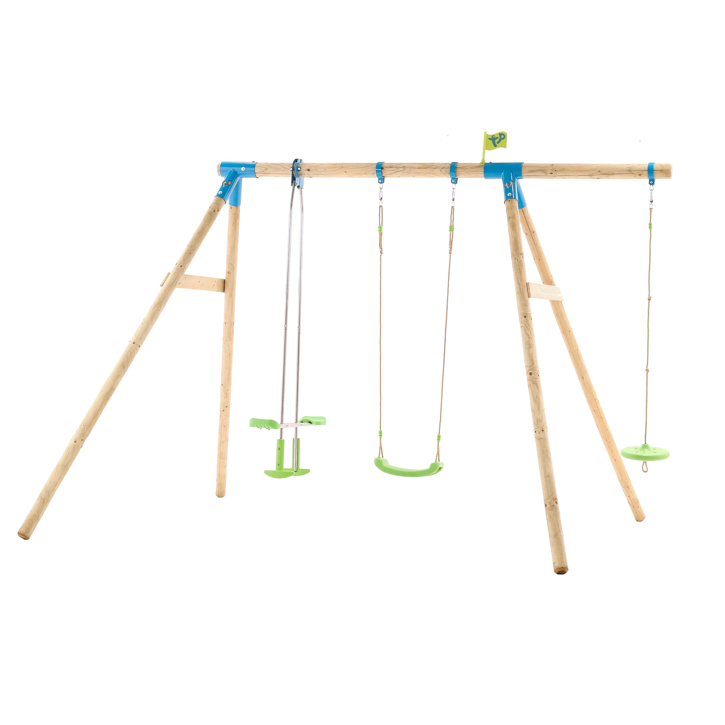 TP Knightswood Triple Wooden Swing Set With Glide Ride And Button Seat - FSC<sup>®</sup> certified