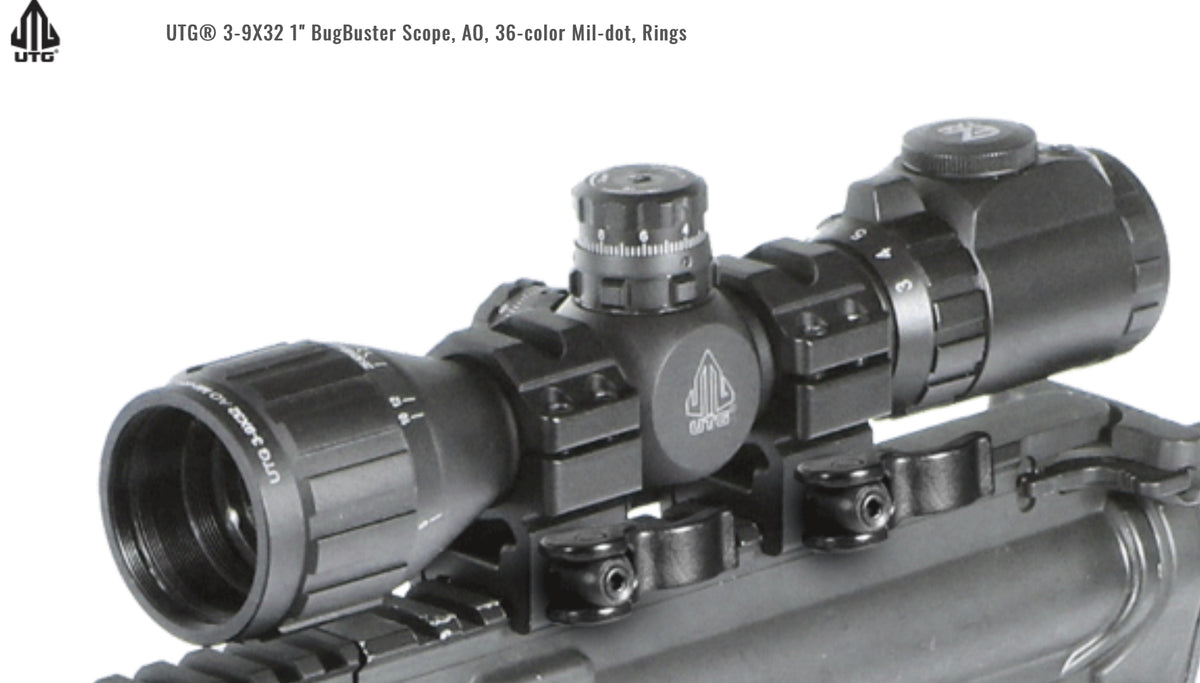 UTG BUGBUSTER 3-9X32 1” SCOPE, AO, 36 COLOR MIL-DOT – Fox Air