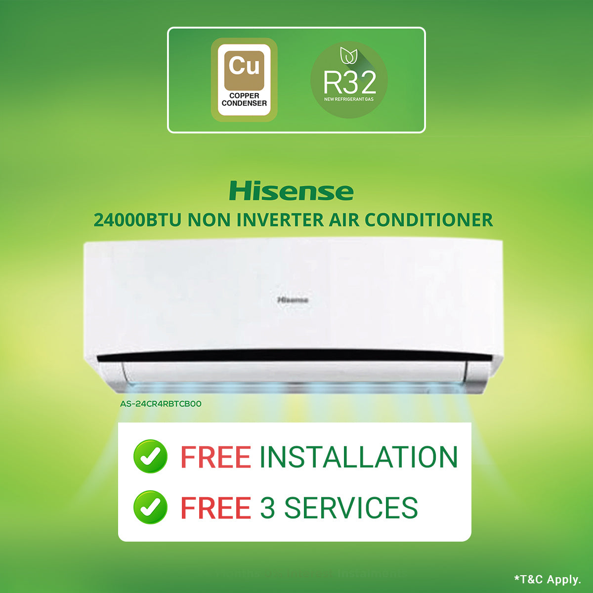 Hisense Split Type Air Conditioner 24000btu Non Inverter 3733