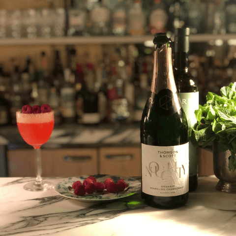 Polka Dot mocktail with Noughty Sparkling non-alcoholic Chardonnay