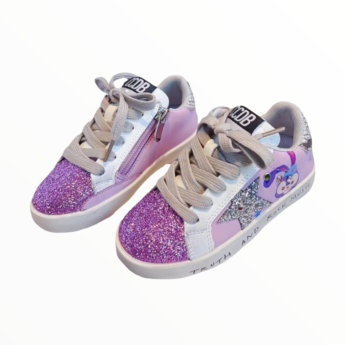 purple glitter tennis shoes