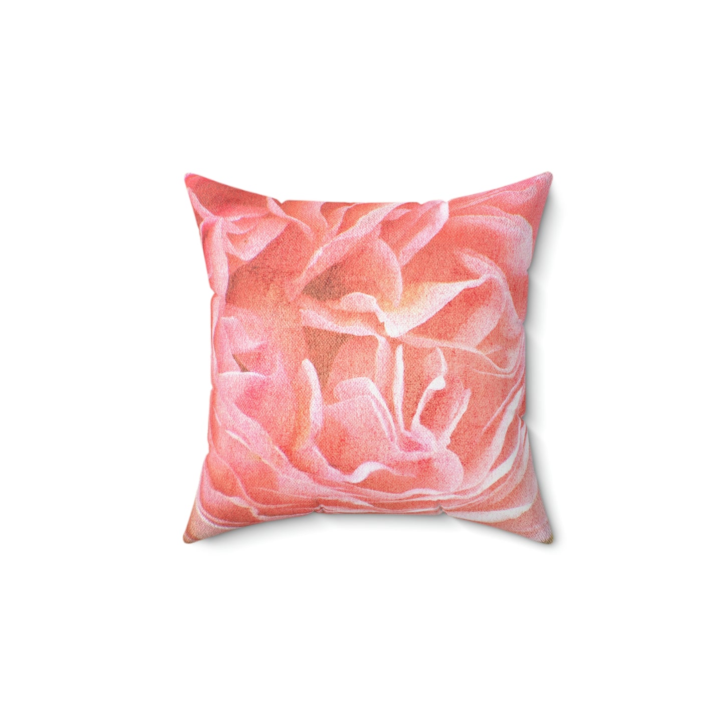 Pink Rose Polyester Square Pillow