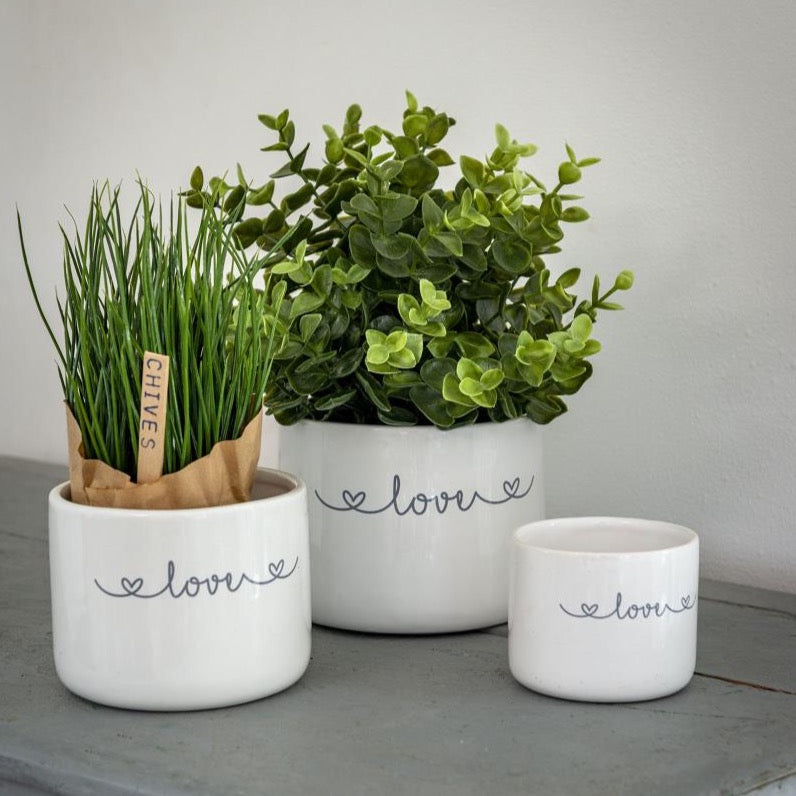 'Love' Ceramic Pots - Set of 3