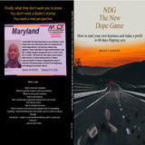The book cover of a business and motivational book titled "NDG The new dope game: How to start your own business and make a profit in 60 days flipping cars" by Brian Tidmore.