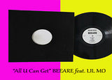 A black record sleeve with a vinyl record next to it. The record label says " BEEARE feat. Lil Mo All U can get A side and BEEARE In Here for the B side.