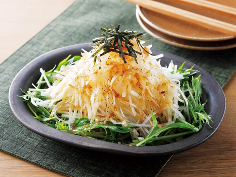 Refreshing daikon radish salad with soy vinaigrette