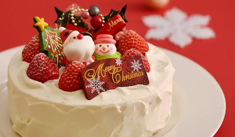 A festive Japanese sponge cake adorned beautifully