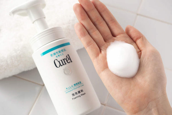 Cleanse your face easily with Curel Foaming Wash’s dense consistency