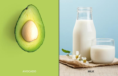 Avocado, with its fatty acids, enhances moisture, combined with milk, helps to rejuvenate hair from deep within.