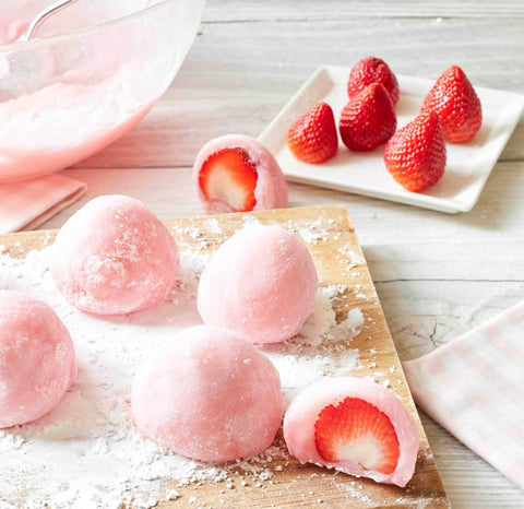 You can add some fruit to the mochi, such as strawberries!
