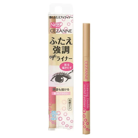 Cezanne Drawing Double Eyelid Eyeliner creates natural double-eyelid effect, ultra-fine pencil.