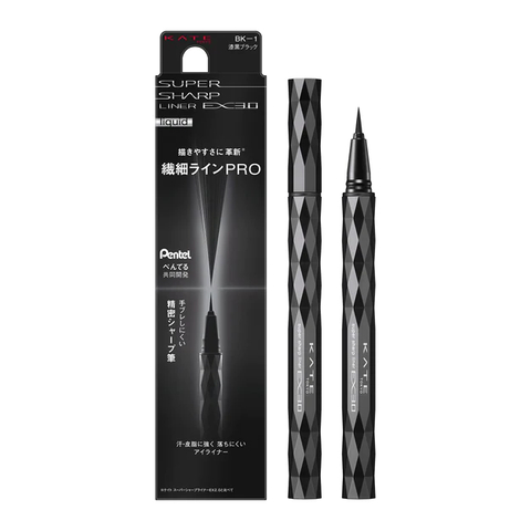 Kate Super Sharp Liner Ex3.0 Bk-1 boasts super-fine tip, "KATE" brand, dramatic lines, warm water removal.