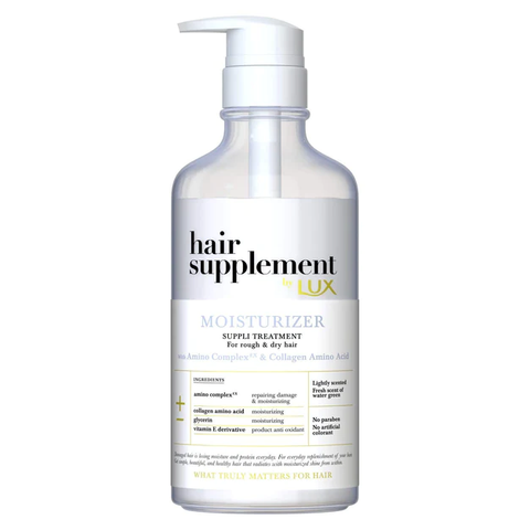 Lux Hair Supplement Moisturizer nourishes, hydrates, and protects hair, leaving it soft, shiny, and healthy.