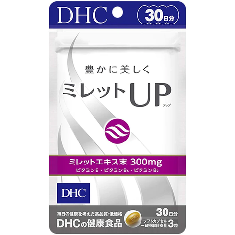 DHC Millet Up Japanese supplement promotes hair volume, shine & firmness, utilizing natural ingredients & technology.