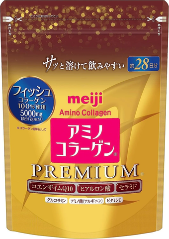 Take Meiji New Amino Collagen Premium to restore your skin's elasticity and hydration