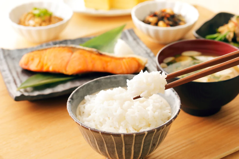 Rice is the main dish of a Japanese breakfast meal