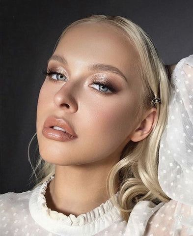 A nude lip color with a touch of gloss is impressive in this types of makeup looks