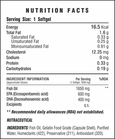 Triple Strength Fish Oil Nutrition Facts