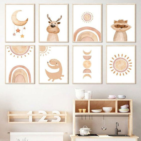 Nursery wall art with matching decor - boho wall decor