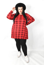 Load image into Gallery viewer, Red Check Jersey Swing Tunic
