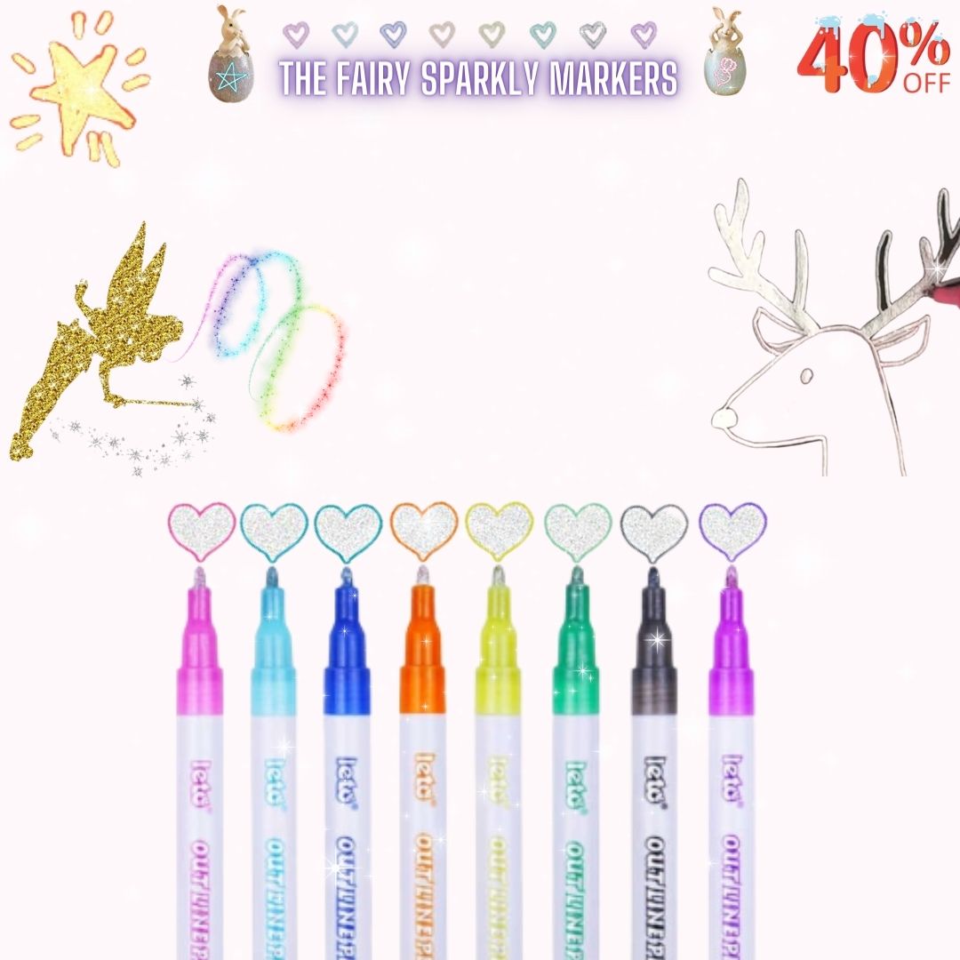 8pcs /Set Outline Marker Creative Metallic Double Lines Art Markers Drawing  Pens for Cards Making Lettering Stationary